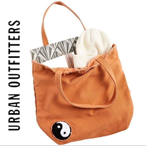 NEW Urban Outfitters UO Distressed Yin Yang Tote Bag - Picture 2 of 5